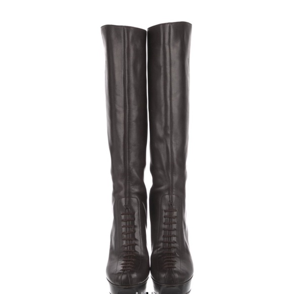 Yves Saint Laurent Shoes - Yves Saint Laurent Espresso Heeled Boots